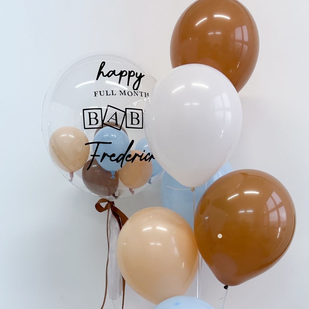 [Helium Inflated] 24inch Custom Bubble Balloon Baby Shower Full Month 100 Days Set B