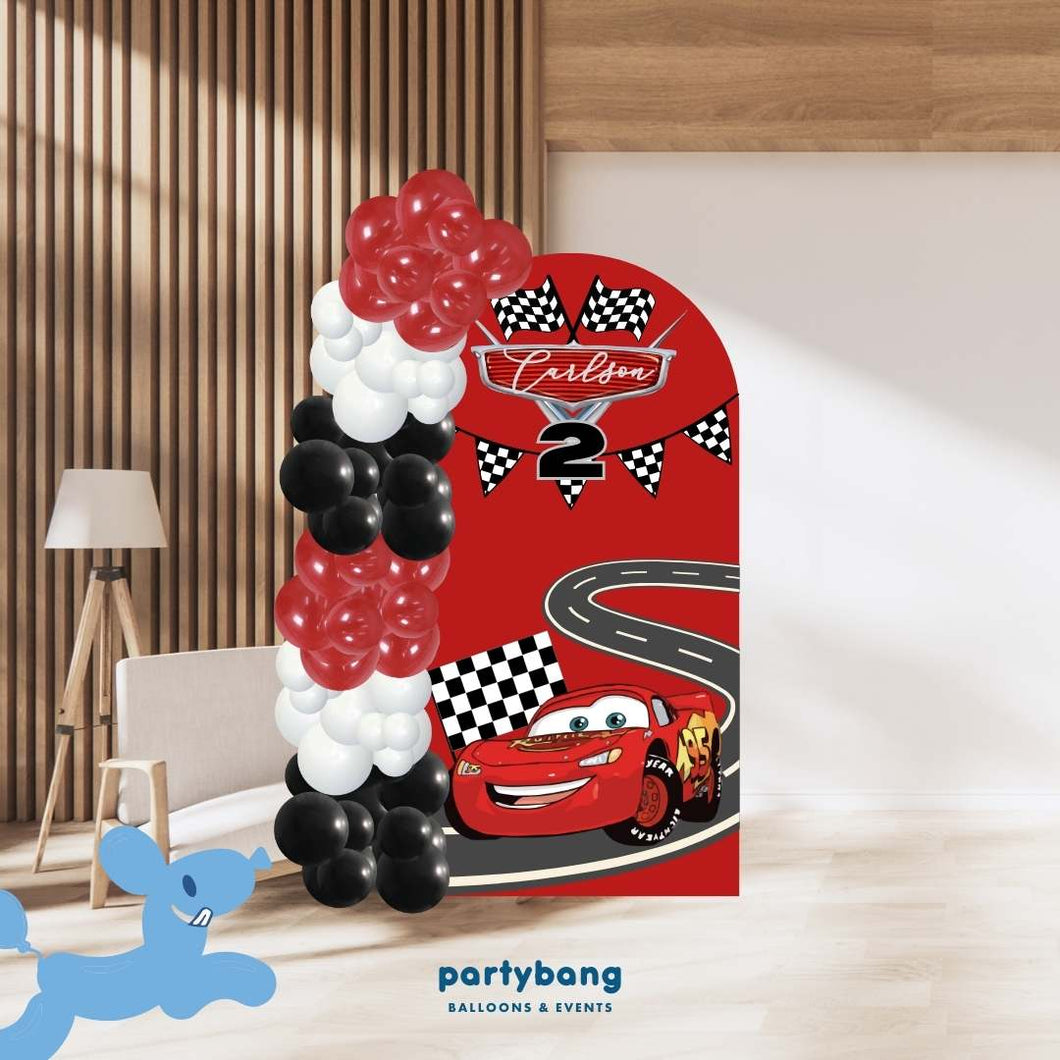 Custom Theme Foam Backdrop Set-up with Balloon Garland Supreme (One Board) Cars