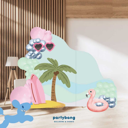 Corporate PR Event Theme Foam Backdrop Set-up with Balloon Garland Organic Shape [Pan Pacific]