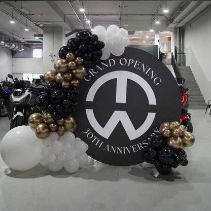 Corporate Grand Opening Theme Foam Backdrop Set-up with Balloon Garland Circle [Tan Wei Motor]