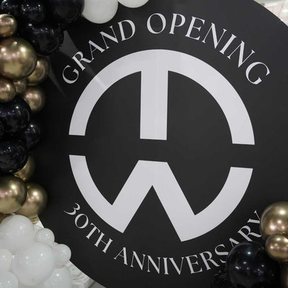 Corporate Grand Opening Theme Foam Backdrop Set-up with Balloon Garland Circle [Tan Wei Motor]