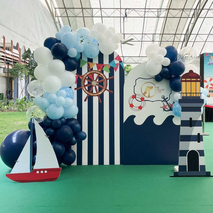 Corporate Outdoor Event Theme Foam Backdrop Set-up with Balloon Garland Organic Shape [The Collar Club]