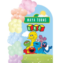 Load image into Gallery viewer, Custom Theme Foam Backdrop Set-up with Balloon Garland Supreme (One Board) Elmo&#39;s World Backdrop
