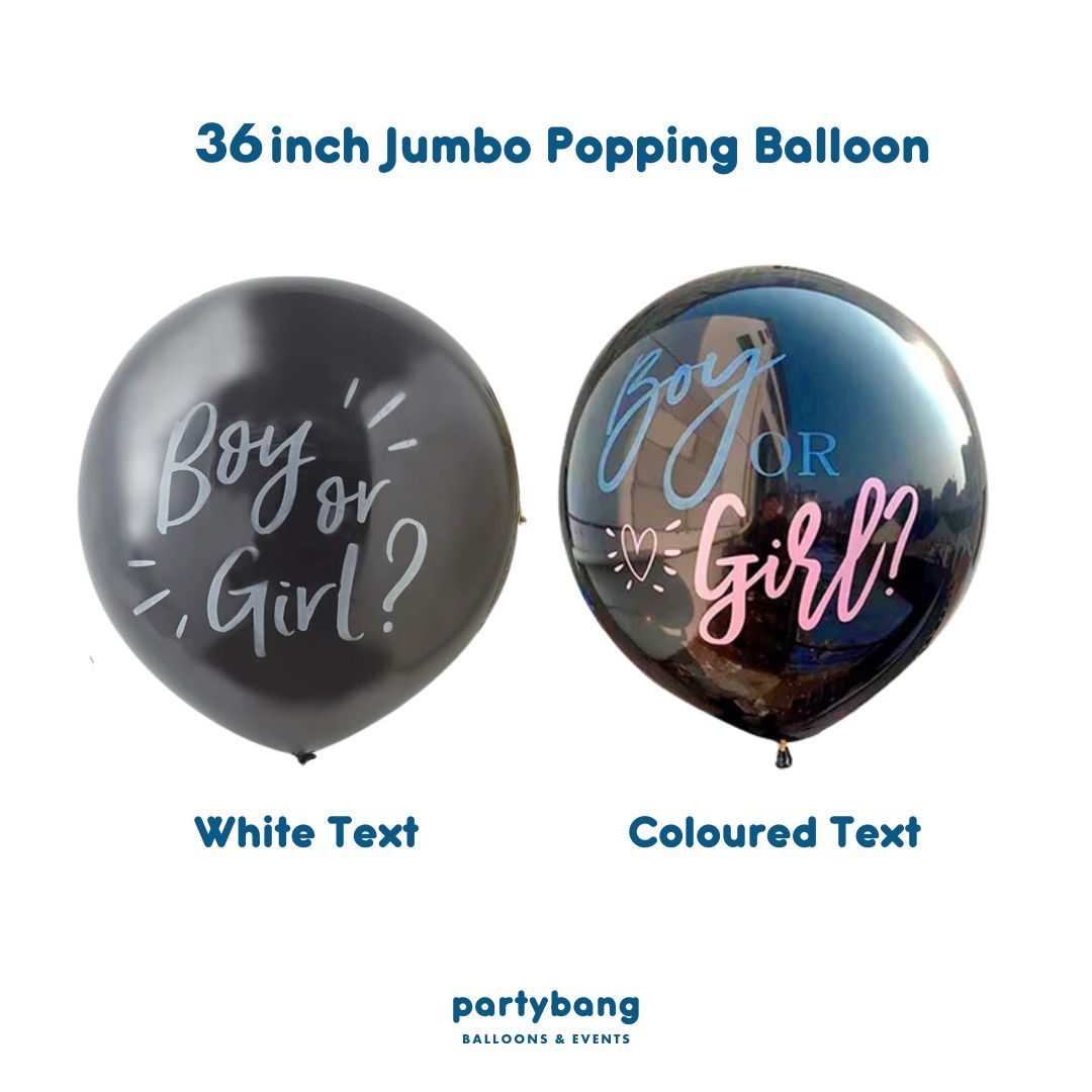 [Helium Inflated] 36” Jumbo Popping Gender Reveal Balloon (13pcs)