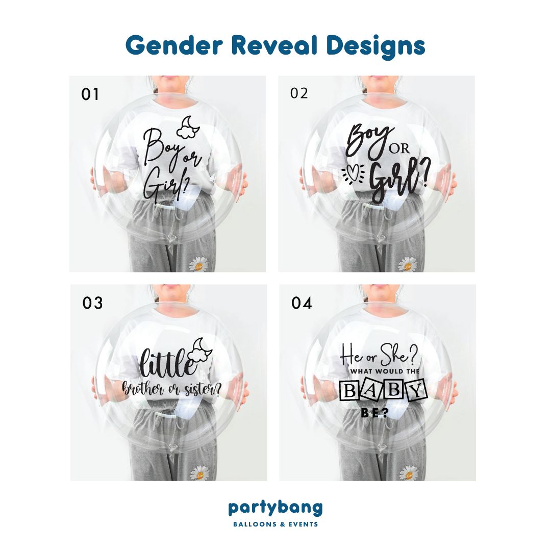 [Helium Inflated] 24" Bubble Balloon Fly Gender Reveal Surprise Set B