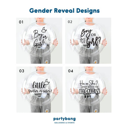 [Helium Inflated] 24" Bubble Balloon Fly Gender Reveal Surprise Set B