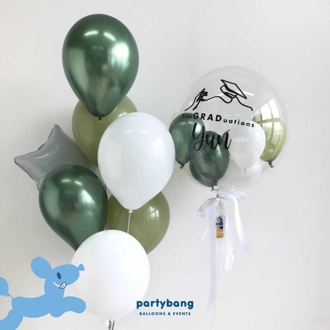 [Helium Inflated] 24inch Custom Bubble Balloon Graduation Set B
