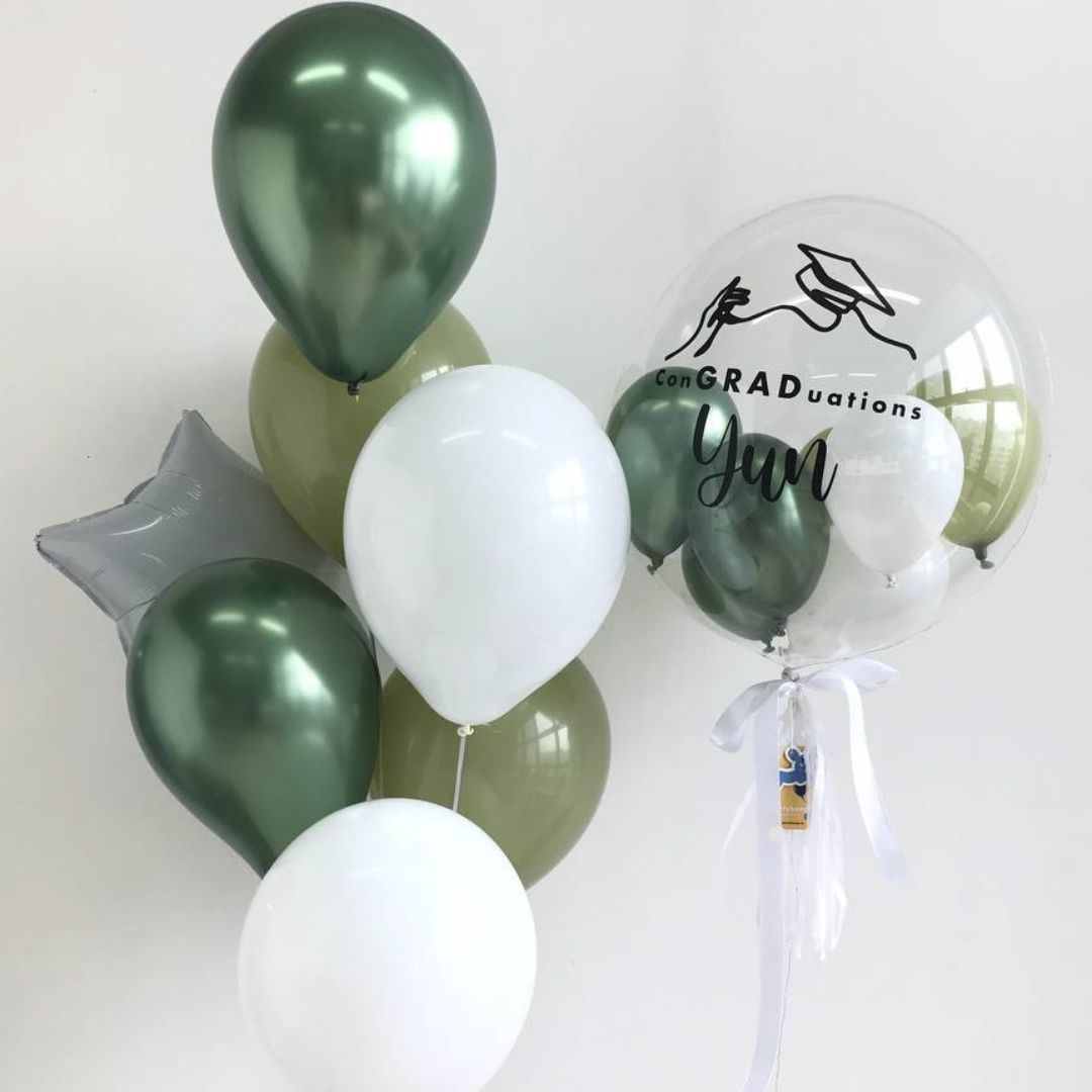[Helium Inflated] 24inch Custom Bubble Balloon Graduation Set B