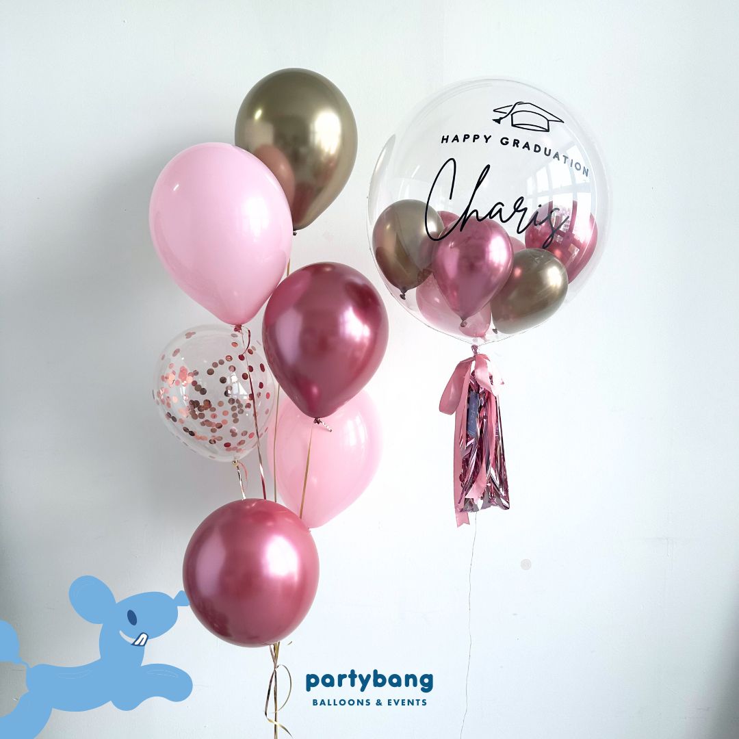 [Helium Inflated] 24inch Custom Bubble Balloon Graduation Set B