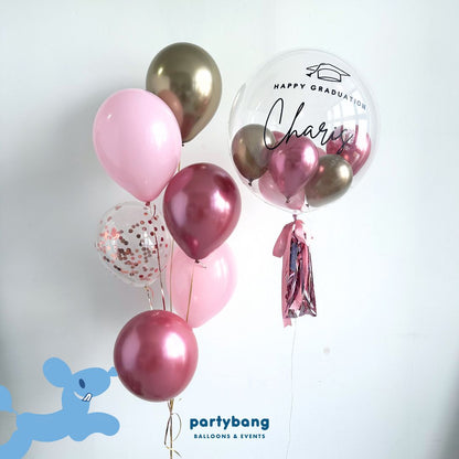 [Helium Inflated] 24inch Custom Bubble Balloon Graduation Set B