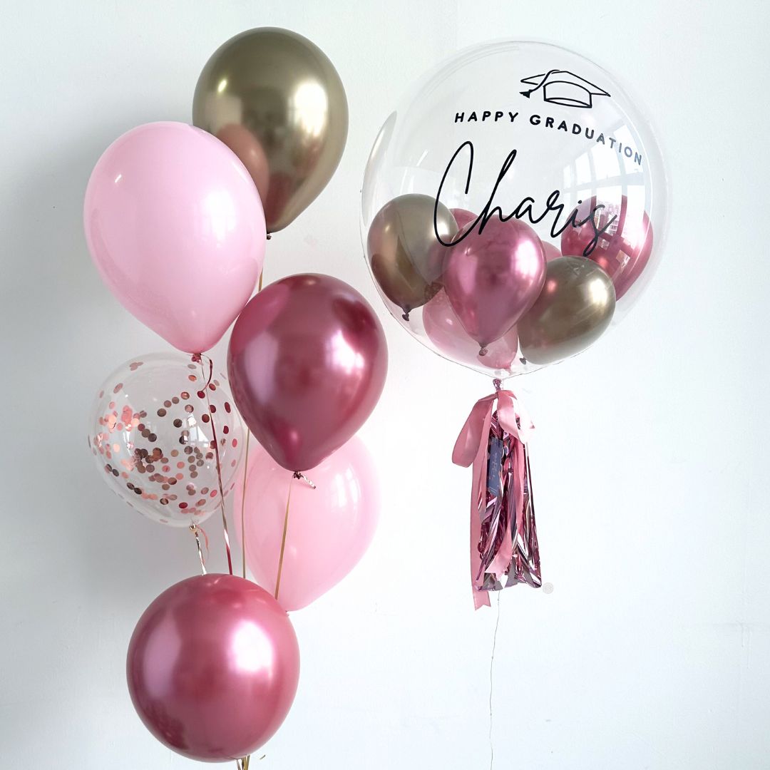 [Helium Inflated] 24inch Custom Bubble Balloon Graduation Set B