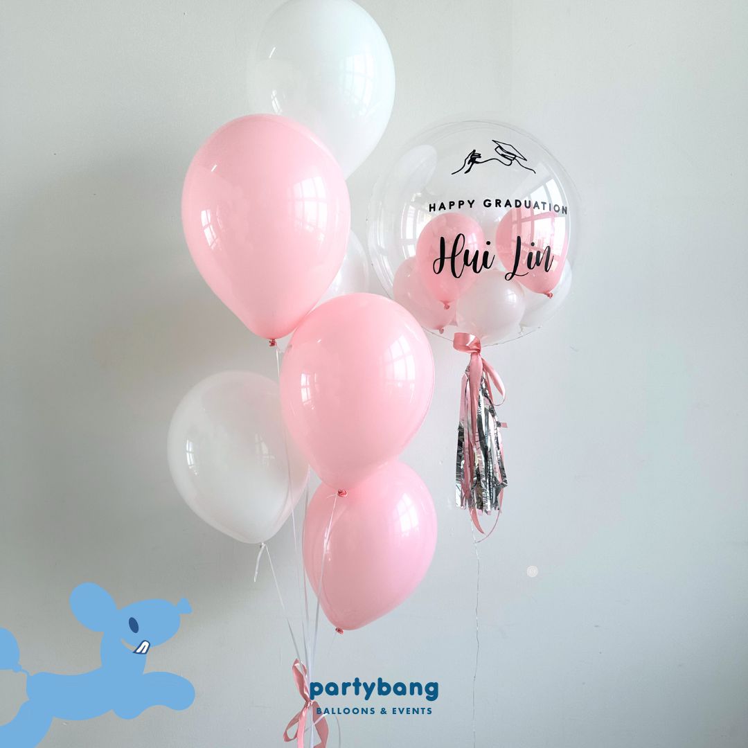 [Helium Inflated] 24inch Custom Bubble Balloon Graduation Set B