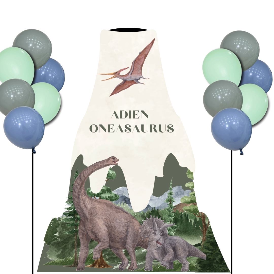 Custom Theme Foam Backdrop Set-up with Helium Balloons Superb A (One Board) Dinosaur