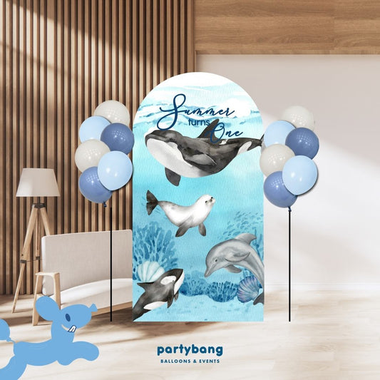 Do-It-Yourself Custom Theme Foam Backdrop with Helium Balloons Superb A (One Board) Ocean