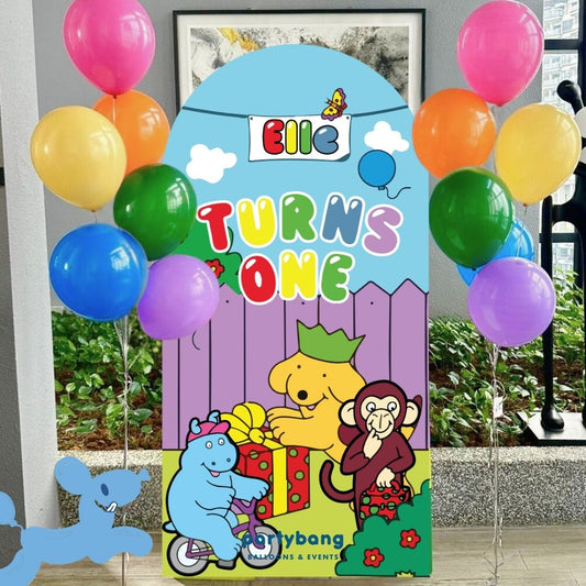 Adventures of Spot Custom DIY Theme Foam Backdrop with Helium Balloons