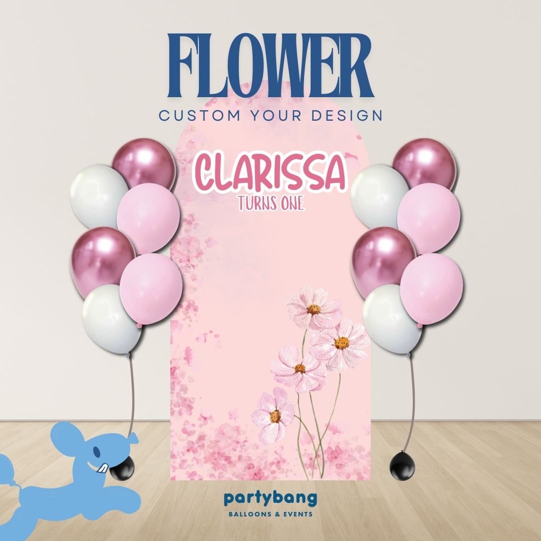 Flowers Custom DIY Theme Foam Backdrop with Helium Balloons