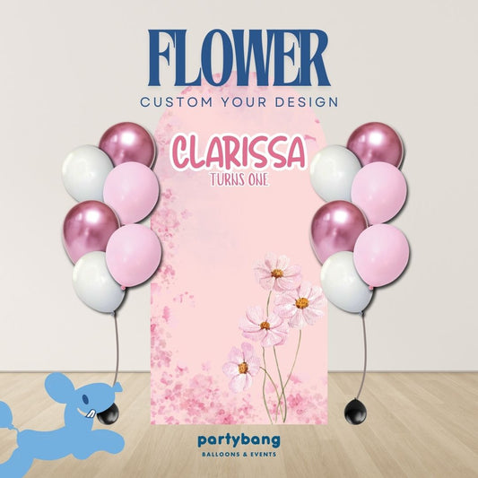 Flowers Custom DIY Theme Foam Backdrop with Helium Balloons