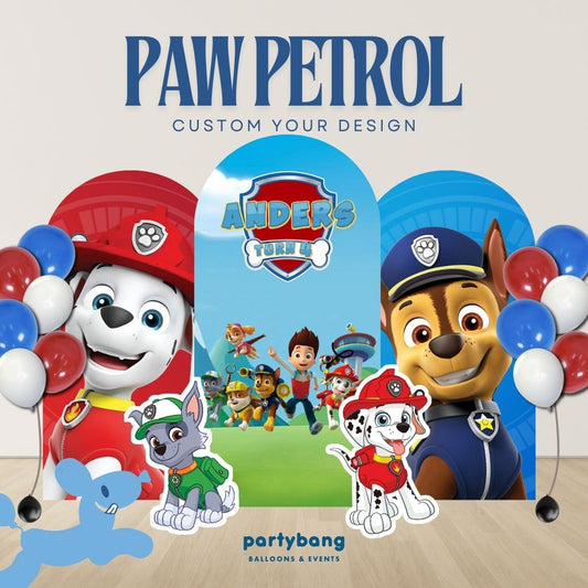 Paw Petrol Custom DIY Theme Foam Backdrop with Helium Balloons  (Three Boards with Standee)