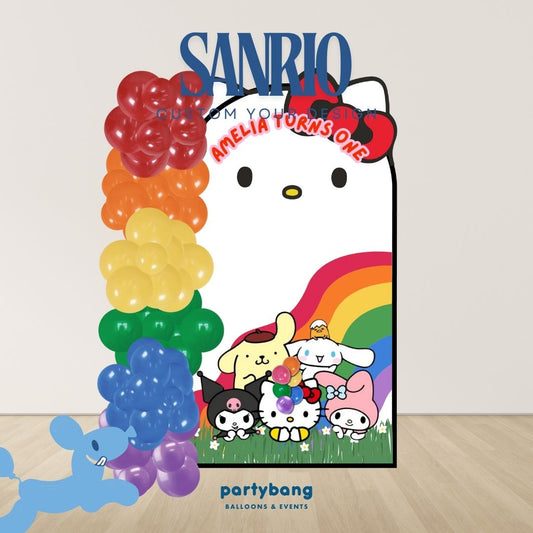 Sanrio Kids Theme Backdrop Setup with Balloon Garland (One Board)