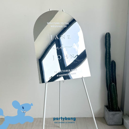 Arch Silver Mirror Acrylic Signage [4 Days Rental]