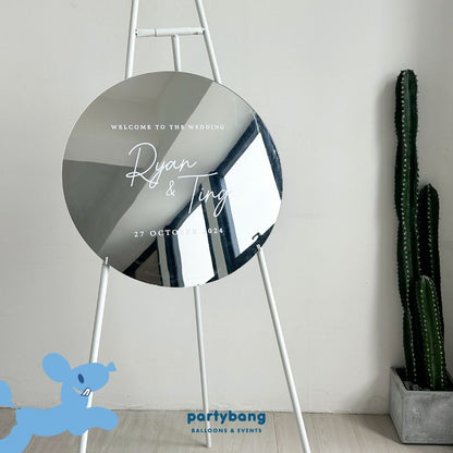 4 Days Rental Mirror Acrylic Signage Circle (Silver)