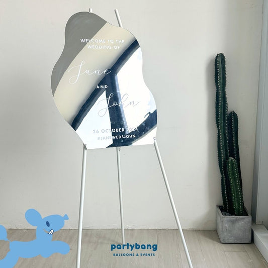 Wavy Silver Mirror Acrylic Signage [4 Days Rental]