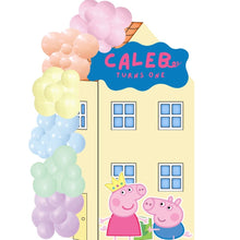 Load image into Gallery viewer, Custom Theme Foam Backdrop Set-up with Balloon Garland Supreme (One Board) Peppa Pig House Backdrop
