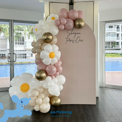 Plain Foamboard Arch Backdrop Setup with Balloon Garland [Sand]