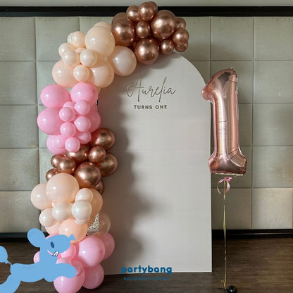 Plain Foamboard Arch Backdrop Setup with Balloon Garland [Sand]