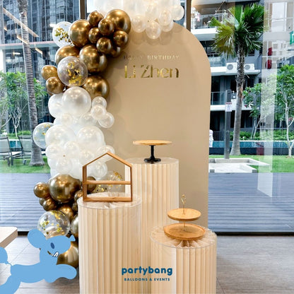 Plain Foamboard Arch Backdrop Setup with Balloon Garland [Sand]