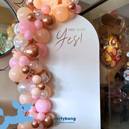 Plain Foamboard Arch Backdrop Setup with Balloon Garland (One Board)