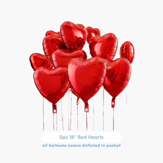 [Non-Helium] 5pc 18" Set Heart Red Balloon