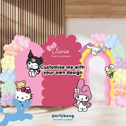 Custom Theme Foam Backdrop Set-up with Balloon Garland Premium C (Three Boards with Standee)