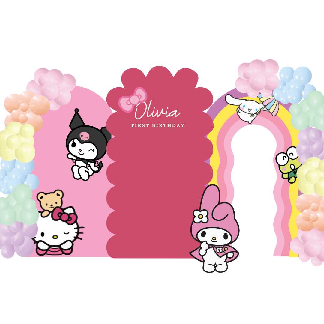 Custom Theme Foam Backdrop Set-up with Balloon Garland Premium C (Three Boards with Standee)