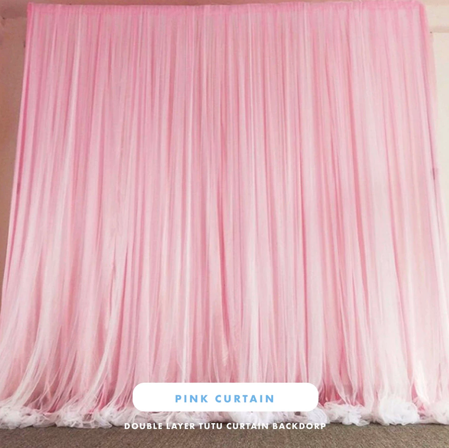 [FOR SALES] Blue Daisy Flower Used Backdrop Double Layer Tutu Curtain Set D