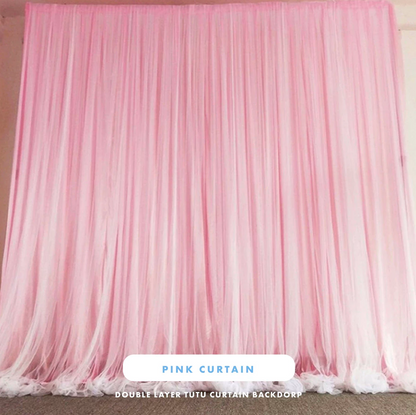 [FOR SALES] Blue Daisy Flower Used Backdrop Double Layer Tutu Curtain Set D