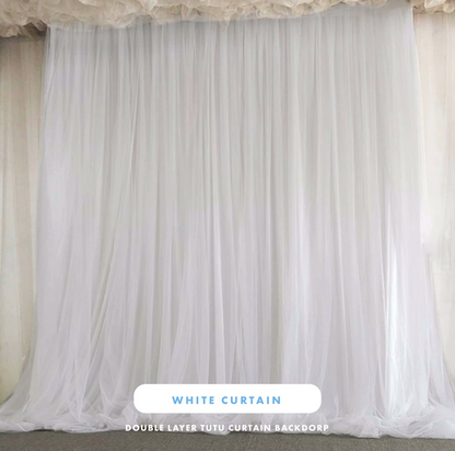 [FOR SALES] Blue Daisy Flower Used Backdrop Double Layer Tutu Curtain Set D