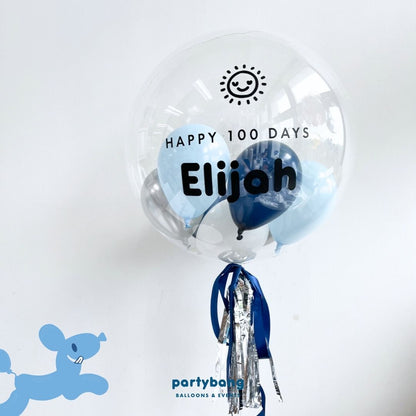 [Helium Inflated] 24inch Custom Bubble Balloon Baby Shower Full Month 100 Days Set A