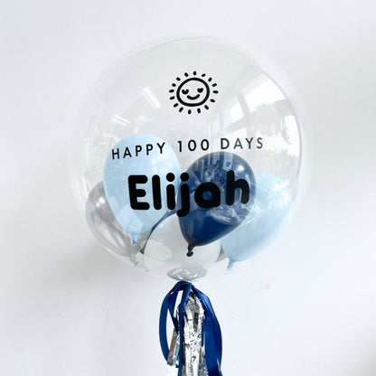 [Helium Inflated] 24inch Custom Bubble Balloon Baby Shower Full Month 100 Days Set A