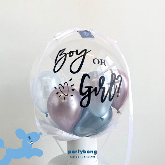 [Helium Inflated] 24" Bubble Balloon Fly Gender Reveal Surprise Set A