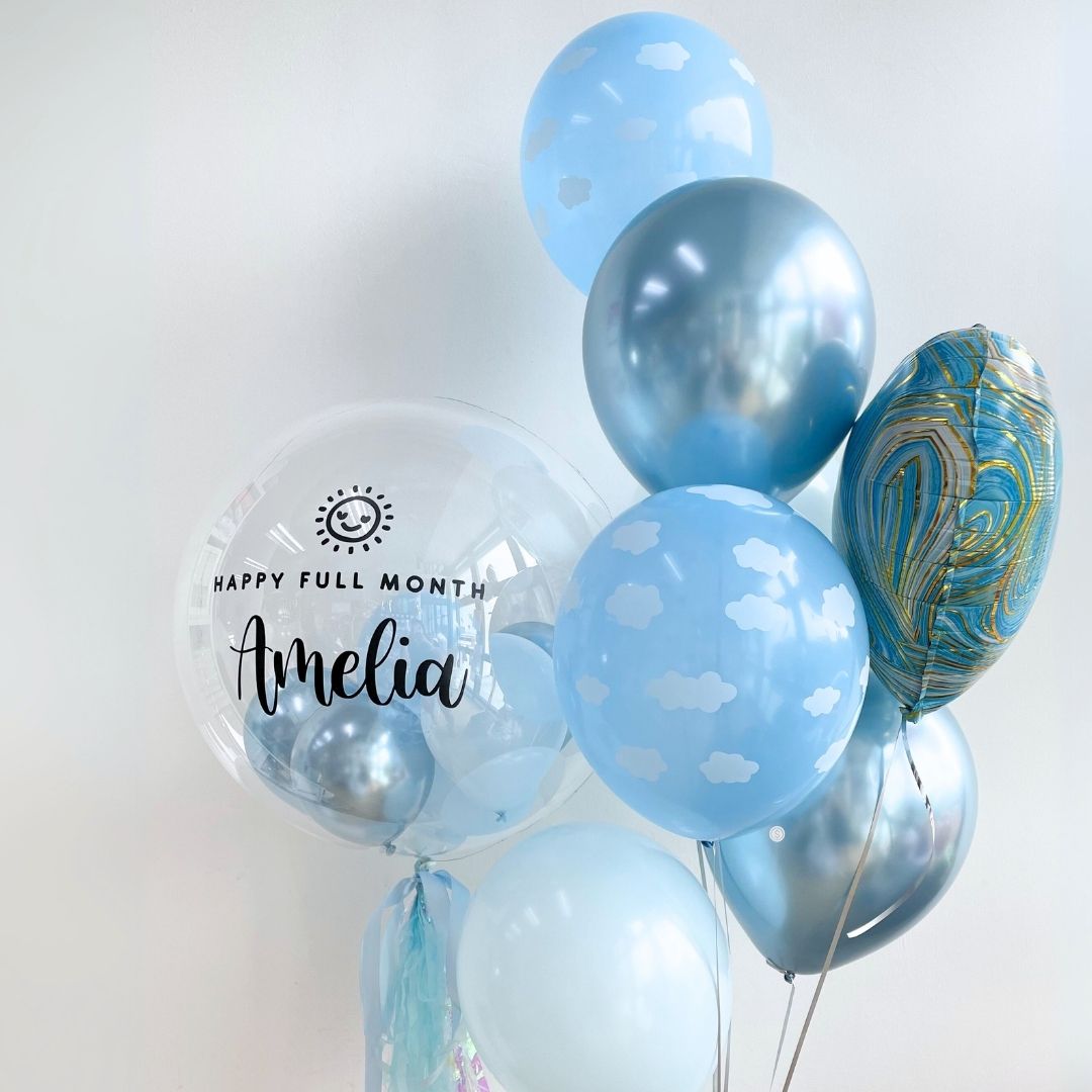 [Helium Inflated] 24inch Custom Bubble Balloon Baby Shower Full Month 100 Days Set B