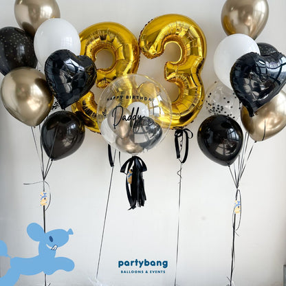 [Helium Inflated] 24inch Custom Bubble Balloon Birthday Set D (2 Numbers)