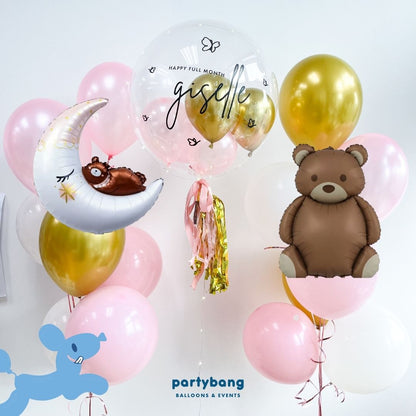 [Helium Inflated] 24inch Custom Bubble Balloon Baby Shower Full Month 100 Days Set D