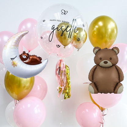 [Helium Inflated] 24inch Custom Bubble Balloon Baby Shower Full Month 100 Days Set D