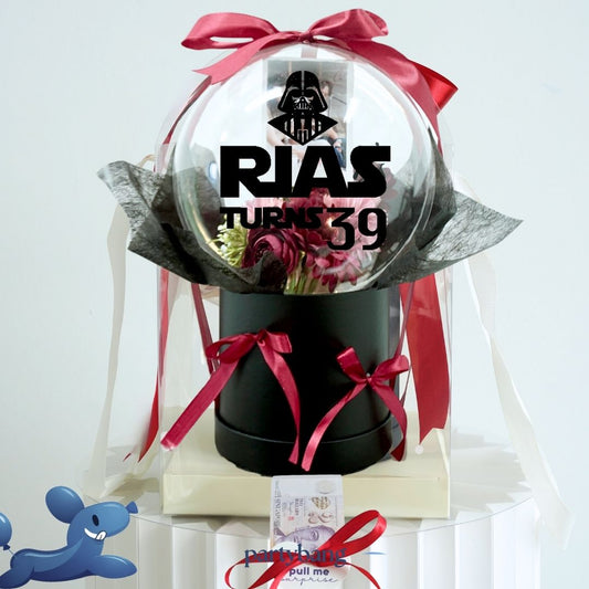 Everlasting Flower Custom Photo & Money Flower Plastic Dome Gift Box (Scarlet)