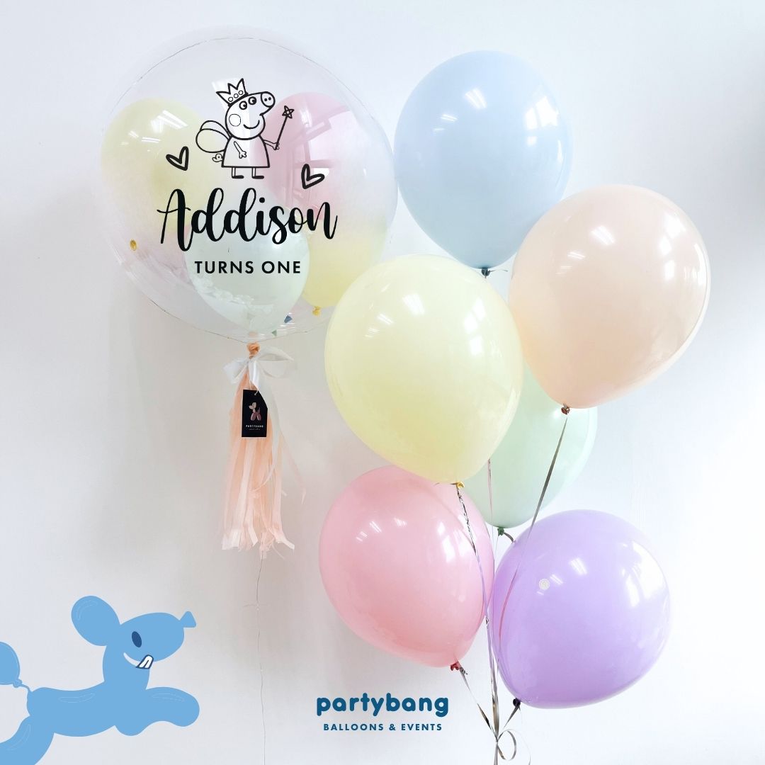[Helium Inflated] 24inch Custom Bubble Balloon Birthday Set B