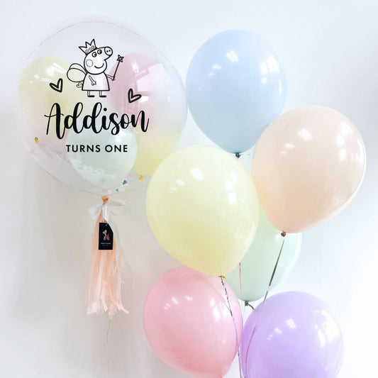 [Helium Inflated] 24inch Custom Bubble Balloon Birthday Set B