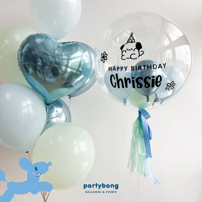 [Helium Inflated] 24inch Custom Bubble Balloon Birthday Set B