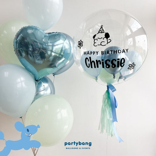 [Helium Inflated] 24inch Custom Bubble Balloon Birthday Set B