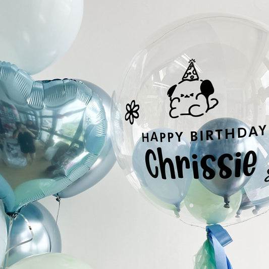 [Helium Inflated] 24inch Custom Bubble Balloon Birthday Set B